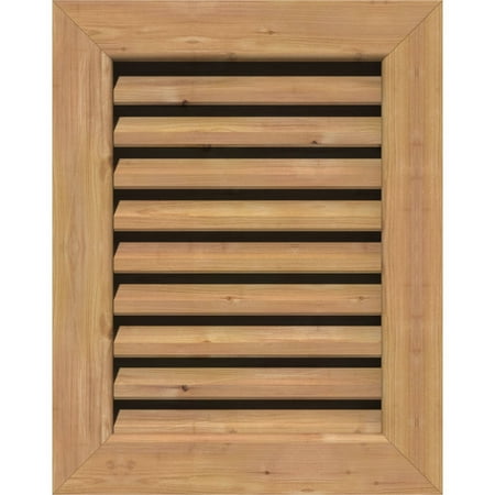 

12 W x 24 H Rectangle Gable Vent (17 W x 29 H Frame Size): Unfinished Functional Smooth Western Red Cedar Gable Vent w/ 1 x 4 Flat Trim Frame