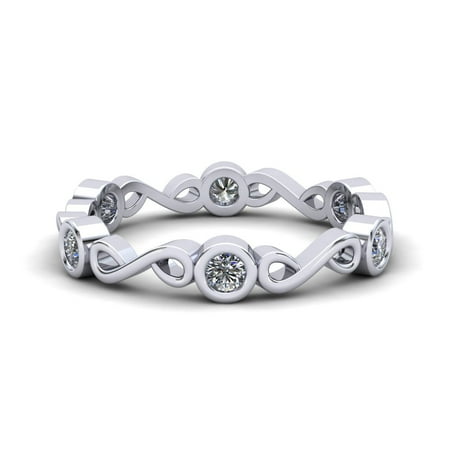 - Natural .20Ct Round Cut Brilliant Diamond Women's Anniversary Wedding Eternity Band Ring Solid 10k White Gold I SI2