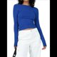 thumbnail image 3 of Camiseta de Larga con Cuello Redondo y Espalda Abierta para Mujer, Estilo Y2K, Estilo Retro Informal de Color Liso Azul Real L, 3 of 10