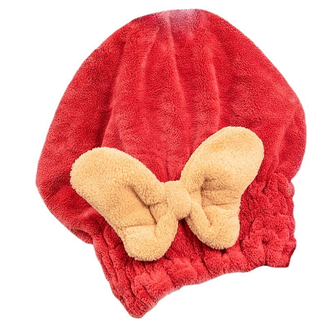 Gorro de ducha con lazo de vellón de coral para secar el cabello, absorbente de agua, de secado rápido, de moda para mujer