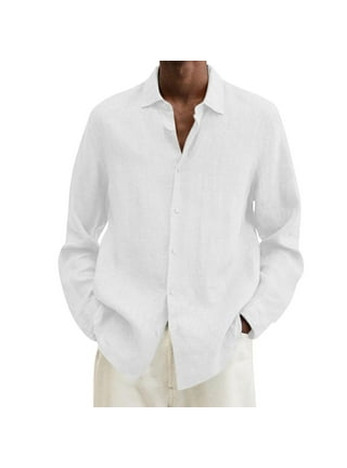 Men's White Linen Shirt Long Sleeve