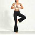 thumbnail image 7 of Yoga Pants Zaewscy Ladies High Waisted Elastic Yoga Pocket Flared Exercise And Fitness Training Wide Leg Flared Pants Black S, 7 of 7