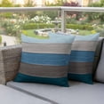 thumbnail image 4 of Farmhouse Pillow Covers 2 Pack Gradient Color Geometric Blue Beige Brown Teal Wood Grain Pillowcase Waterproof Outdoor Throw Pillow Cover for Patio Garden Square Cushion 20”x20”, 4 of 9