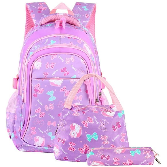 School bag, school backpack for girls, school bag, backpack, children's daypack, 3 parts for school and leisure, purple