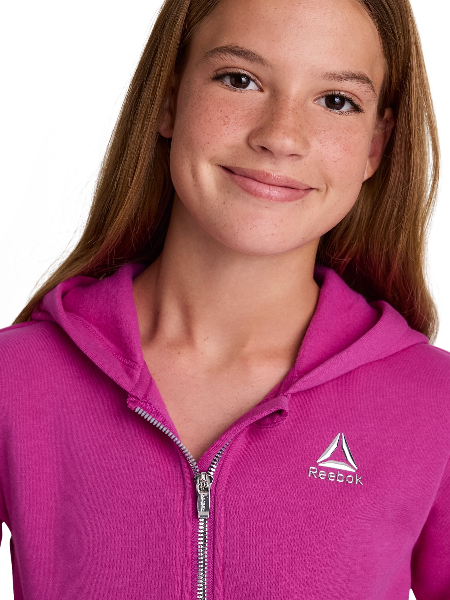 Reebok Girl’s Game Day Fleece Full Zip Hoodie, Sizes 4-18