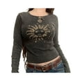 thumbnail image 3 of Seyurigaoka 2000s Aesthetic Grunge Cropped Tops for Women Sun Print Long Sleeve T-Shirts Fairy Graphic Vintage Clothes 90s Tees Shirts Streetwear, 3 of 6