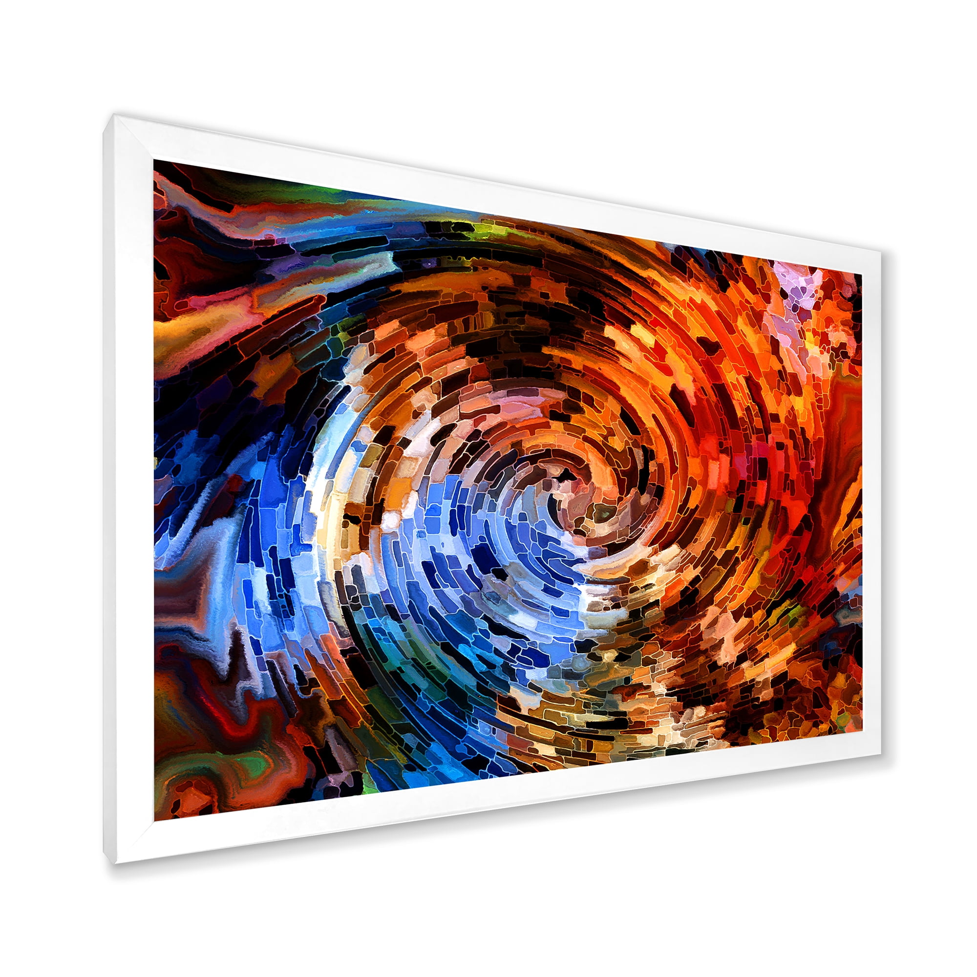 Designart 'Orange Spiral Abstract Voyages To Inner World' Modern Framed Art Print