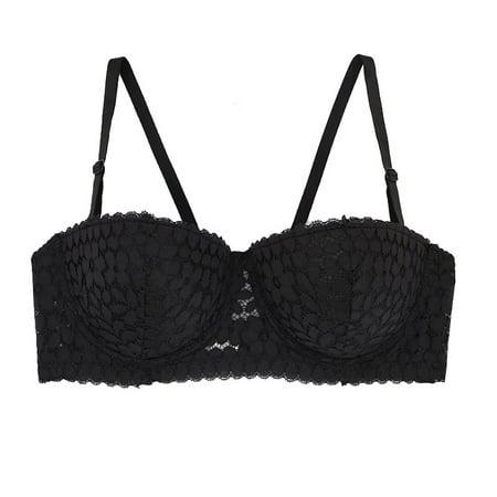 Full Support Bra Cute Sports Bra Women s Strapless Pushup Bandeau Lace Sexy Solid Color Bra