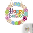 thumbnail image 1 of Wooden Easter Decoration Door Wreath for Front Door Sign Wall Signs Rabbit Spring Decoration, Hollow Bunny Sign Flower Egg Welcome Hanging for Home Wall Decor, 1 of 8