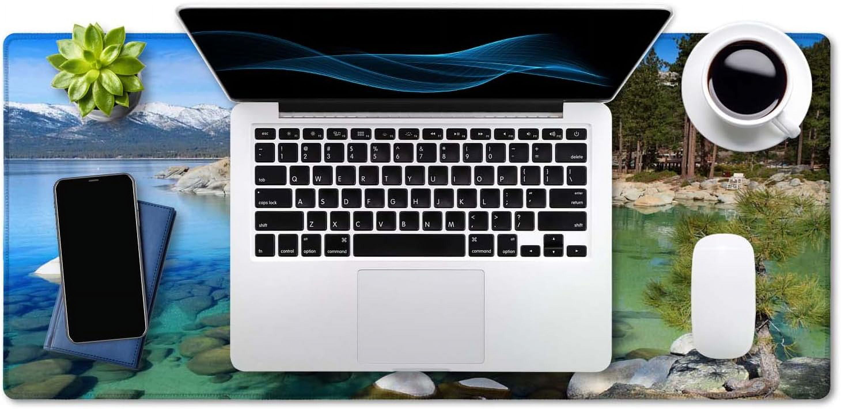 Extended Mouse Pad, XXL Gaming Mouse Pads, Large Big Mousepad Laptop Computer Keyboard Mat Desk Pad with Non-Slip Base Stitched Edge for Gaming Office, 35.4 x 15.7 inch, Lake Tahoe