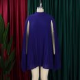 thumbnail image 4 of AURA Chiffon Midi Dress Cape Batwing Extra Long Sleeve Round Neck High Waist A-Line S-XXXL, 4 of 7