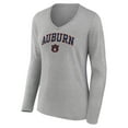 thumbnail image 2 of Women's Gray Auburn Tigers Campus Long Sleeve V-Neck T-Shirt, 2 of 3
