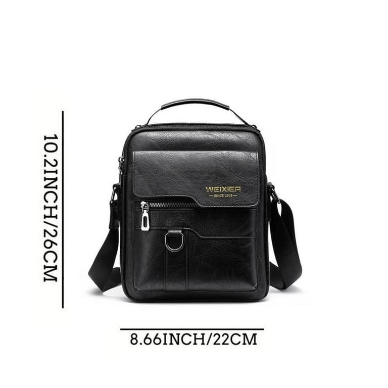 solacol Leather Carry on Bags for Men Crossbody Bag Mens Shoulder Bag Vintage Leather Vertical Hand Business Mens Casual Leather Bag Satchel Bag for
