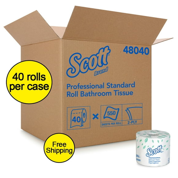 Scott Essential Professional Bulk Toilet Paper High Absorbance Individually Wrapped Standard Rolls 2 Ply, 40 Rolls/Case