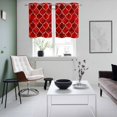 thumbnail image 4 of Red Geometric Kitchen Curtains Small Short 39 Inch Length, Modern Morocco Abstract Art Grommet Top Bedroom Living Room Curtains, Light Filtering Cafe Curtain Drapes 2 Panels Set 55''x39'', 4 of 9