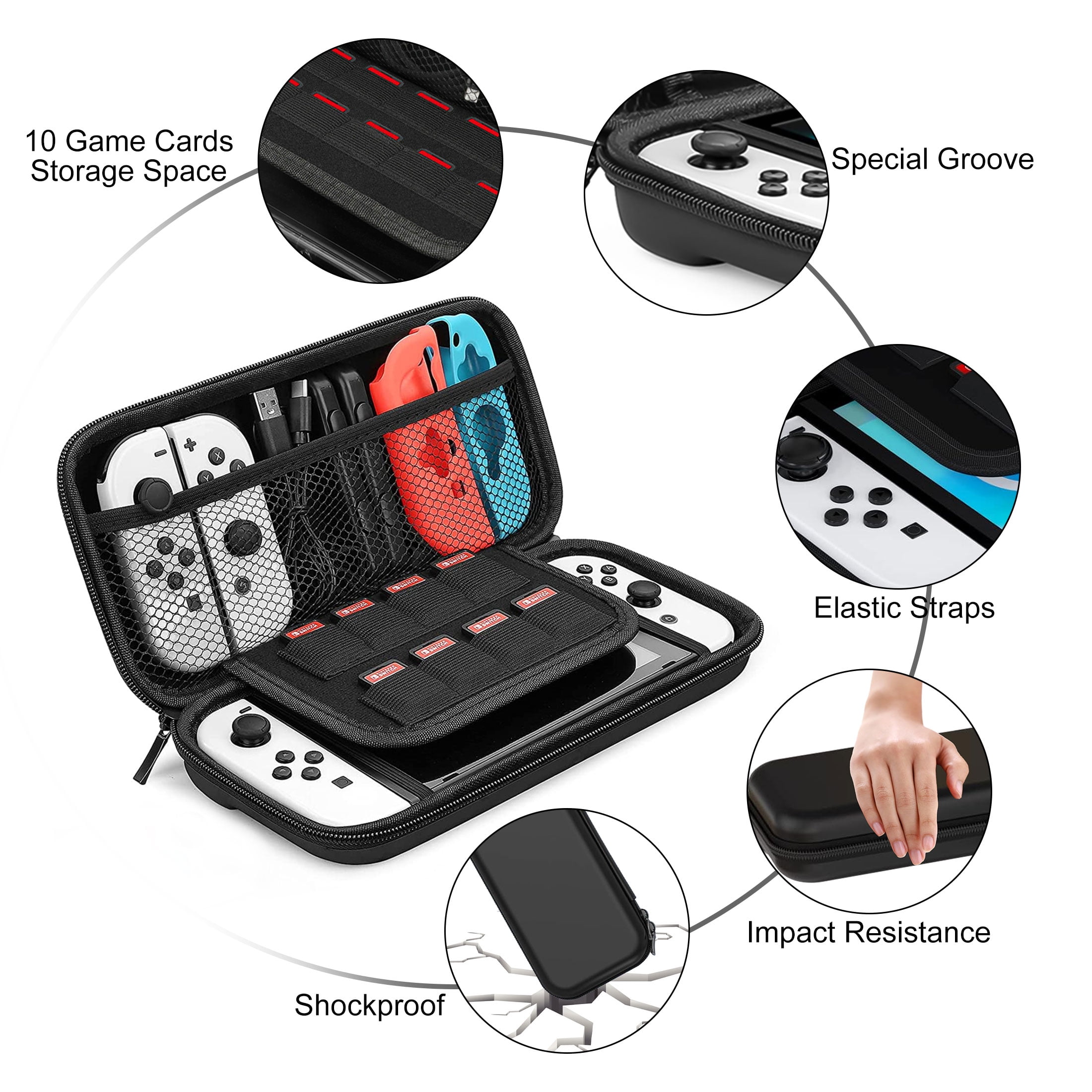 TSV 13-in-1 Accessories Bundle for Nintendo Switch OLED, Travel