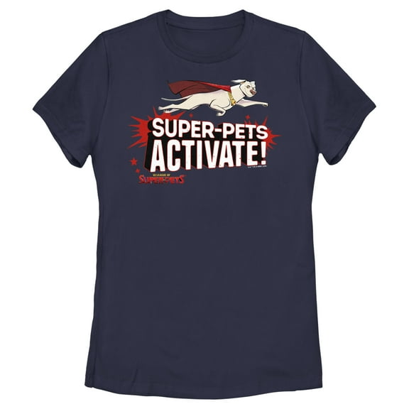 Women's DC League of Super-Pets Krypto Super-Pets Activate  Graphic Tee Navy Blue Small