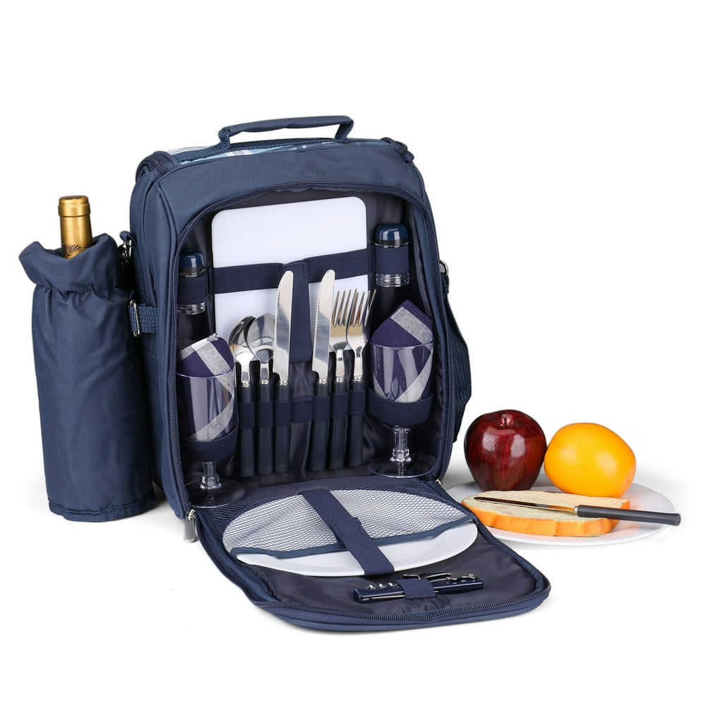 Picnic Bag Kit Set for 2 Person With Cooler Compartment, Detachable