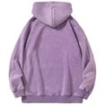thumbnail image 2 of Silver Basic Unisex 100% Pure Cotton Loose Hooded Sweatshirt Retro Washed Y2K Style Sports Hoodie 3XL,Purple-1, 2 of 2