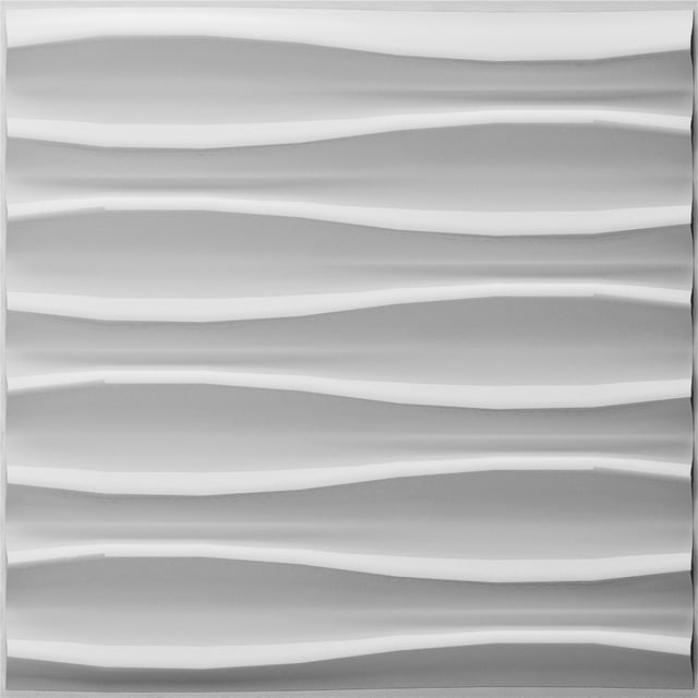 Dundee Deco's Paintable Off White Abstract Waves Fiber 3D Wall Panel, 1.6 ft X 1.6 ft, Interior Design Wall Paneling Decor Commercial and Residential Application, 2.6 sq.ft. each, 5-Pack