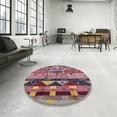 thumbnail image 3 of Ahgly Company Indoor Round Mid-Century Modern Khaki Rose Pink Solid Area Rugs, 4' Round, 3 of 6