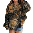 thumbnail image 2 of BOBOGOJP Girls Camo Hoodie Toddler Oversized Hooded Sweatshirt Camouflage Casual Pullover Tops with Pockets Dark Gray,Size 10-11 Years, 2 of 7