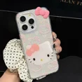 thumbnail image 1 of Mignon Hello Kitty plein écran KT brillant coque de téléphone pour iPhone 16 15 14 13 12 11 Pro Max XR XS Max 7 8 Plus MINI Y2K rose couverture, 1 of 4