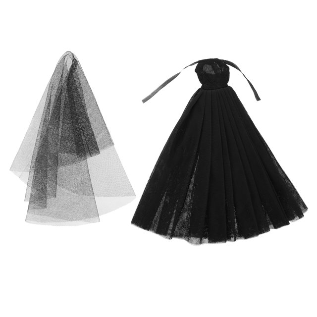 Ropa para muñeca nupcial, vestido de novia para niña de 11 pulgadas, traje para muñeca, vestido de princesa, accesorios para muñecas, negro