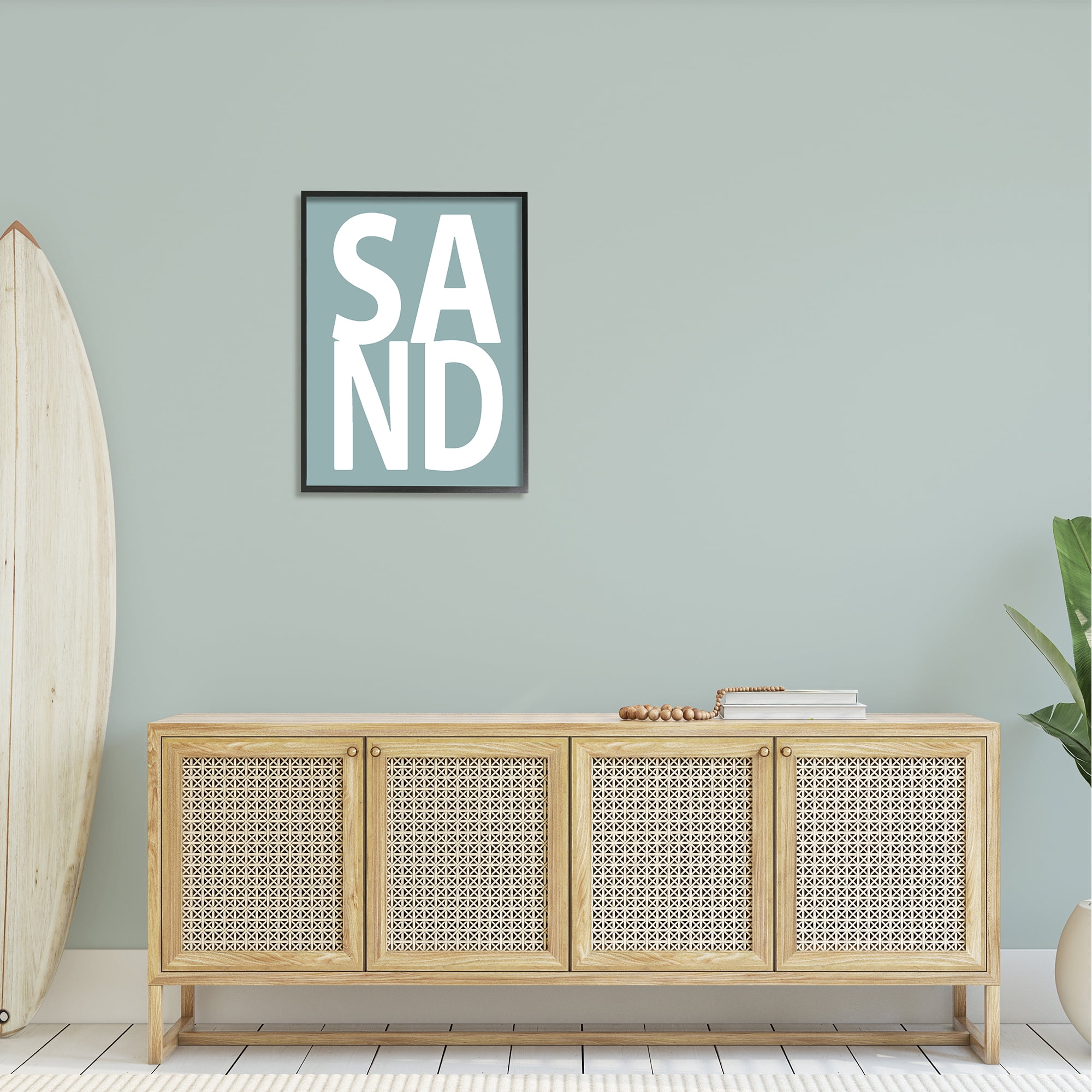 Stupell Sand Phrase Summertime Beach Landscape Painting Black Framed Art Print Wall Art