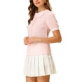 thumbnail image 4 of INSPIRE CHIC Women's Peter Pan Collar Ruffled Trim Gingham Button Down Blouse XL Pink, 4 of 6