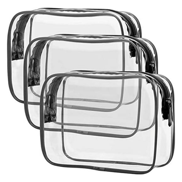 nipocaio Clear Toiletry Bag, Packism 2 Pack Toiletry Bag Quart Size Bag, Travel Makeup Cosmetic Bag for Women black 2