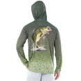 thumbnail image 4 of Fish N Vibe Men's Long Sleeve Performance UPF 30 Fishing Graphic Hoodie, Hooked Bass Speckled-Gray, XL, 4 of 10