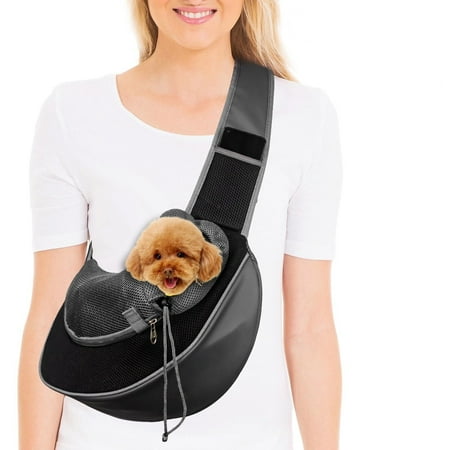 ZHAO Large Pet Dog Sling Carrier Pocket Adjust Strap Anti-Falling Design Breathable Mesh Travel Safe Sling Bag Carrier for Dogs Cats
