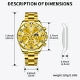 thumbnail image 6 of OLEVS Watches for Men Luxury Analog Quartz Chronograph Business Dress Gold Plated Stainless Steel Moon Phase Waterproof Luminous Date Casual Mens Wrist Watches Reloj Para Hombre, 6 of 10
