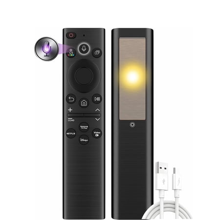 Replacement Solar Remote for Samsung Smart TV (2019-2025). Rechargeable with SolarCell, USB-C Cable, Voice Control & Bluetooth. Universal Fit
