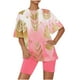 thumbnail image 1 of Conjunto de Pijama de las Mujeres de Manga Corta Sólida de Lechuga Y Pantalones Cortos de 2 Piezas de Poliéster, Pijama Suelto Casual para el Verano, 1 of 6