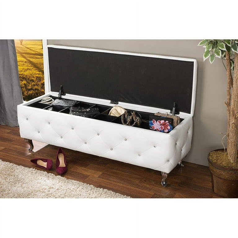 Baxton Studio Seine White Leather Contemporary Storage Ottoman Baxton Studio Seine White Leather Contemporary Storage Ottoman