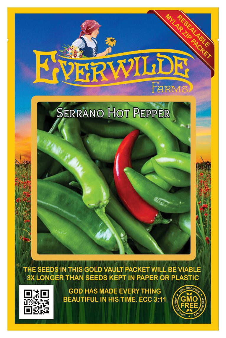 Petite Albino Teen - Everwilde Farms - 50 Serrano Hot Pepper Seeds - Gold Vault Jumbo Bulk Seed  Packet - Walmart.com