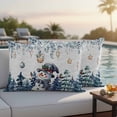 thumbnail image 4 of Blue Christmas Outdoor Waterproof Pillow Covers, Snowman Eucalyptus Leaves Xmas Snowflake Decorative Rectangle Throw Pillowcase Sofa Cushion Sham for Patio/Couch/Chair, 20"x12" 2 Pack, 4 of 8