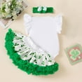 thumbnail image 5 of Kiijoy Newborn Girls St Patrick's Day Outfits Short Sleeve Romper Tutu Skirt Headband Set, Sizes 0-3M, 5 of 8