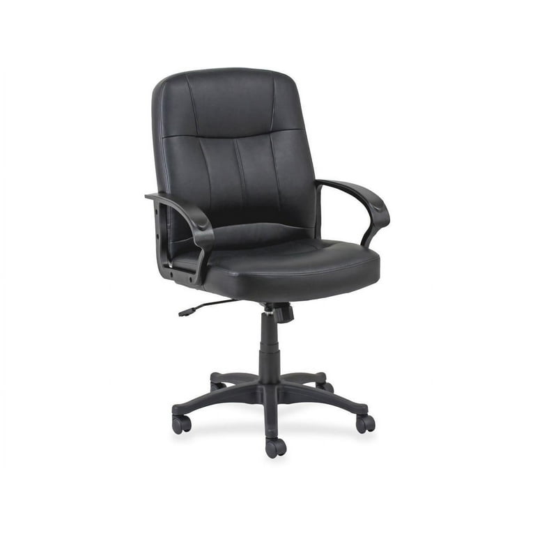 Lorell Tufted Managerial Mid-Back Office Chair - Black Leather Seat - Black Frame - 5-star Base - Black - 1 Each Lorell Tufted Managerial Mid-Back Office Chair - Black Leather Seat - Black Frame - 5-star Base - Black - 1 Each