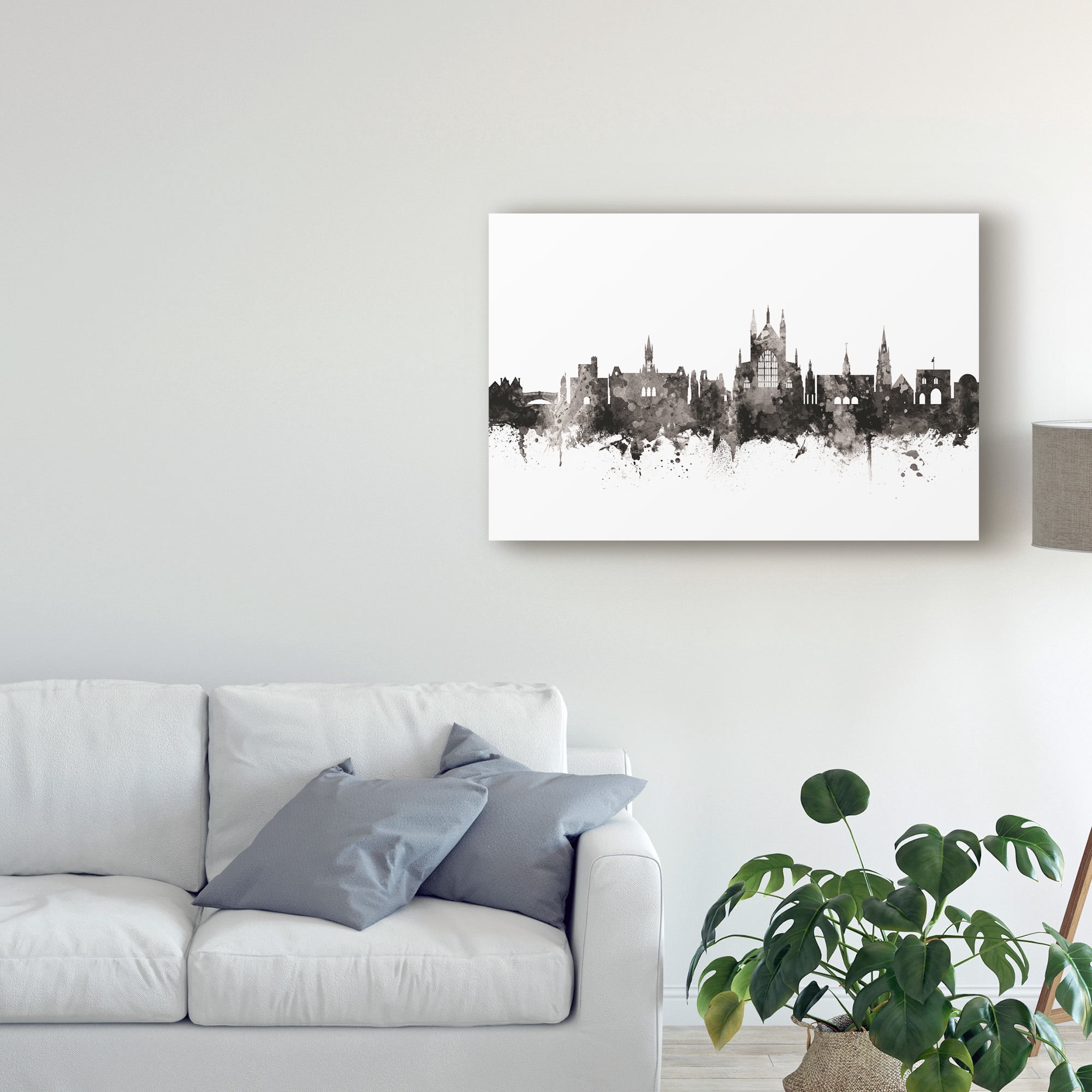 Trademark Fine Art 'Winchester England Skyline Black White' Canvas Art by Michael Tompsett