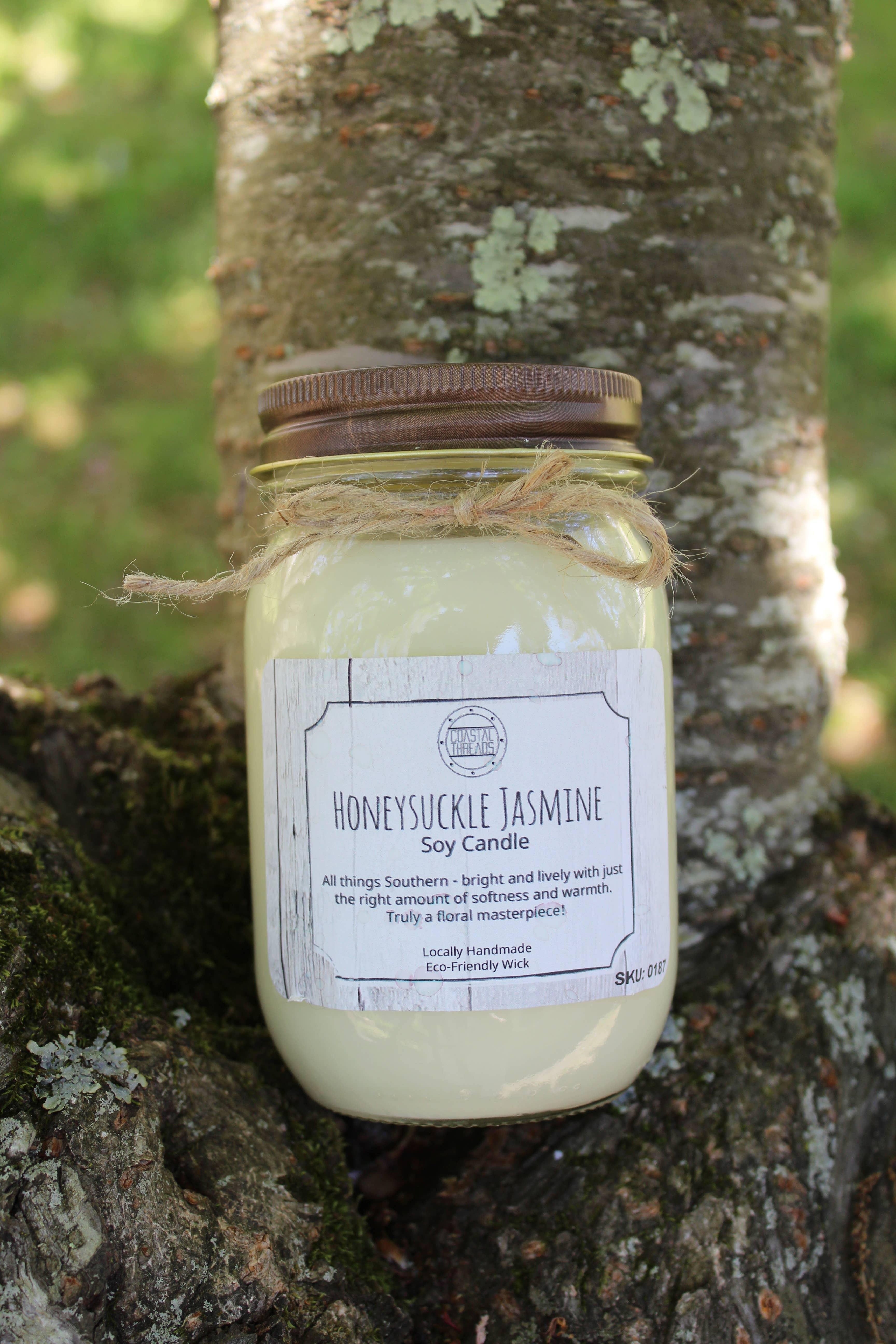 soy anxiety awareness | Honeysuckle & Jasmine candle hand made all-natural wood wick