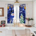 thumbnail image 5 of Navy Blue Snowman Christmas Sheer Curtains 72 Inches Long, Xmas Tree Ball Winter Snowflake Light Filtering Window Curtains for Living Room, Rod Pocket Voile Sheer Curtain Drapes, 52"Wx72"L, 2 Panels, 5 of 9