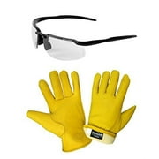 Global Glove 3200DTH Premium Grade Deerskin Driver Gloves, Extra Large, and Bullhead BH10613 Swordfish Safety Glasses with Photochromic Lenses