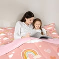 thumbnail image 4 of Homewish Cartoon Rainbow Cloud Bedding Comforter Set 7pcs, Kawaii Pink Bowknot King Bedding Sets, Love Heart Print Reversible Bed Sheets, Luxury Bedroom Decor, 4 of 7