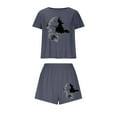 thumbnail image 2 of Womens Halloween Basic Pajamas Short Sleeve 2 Piece Print V Neck Womens Pajama Sets Soft Breathable Sleepwear, 2 of 6