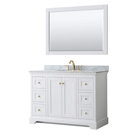 Wyndham Collection Oval Sink Wood Single Bathroom Vanity in White/Gold