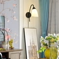 thumbnail image 5 of FSLiving No Drilling Wall Sconce with UL Plug-in Timer Dimmer Cord,American Country Style Wall Lamp Bedside Glass Lampshade Wall Light for Bathroom Dining Room Cafe Children's Room (Black), 5 of 7