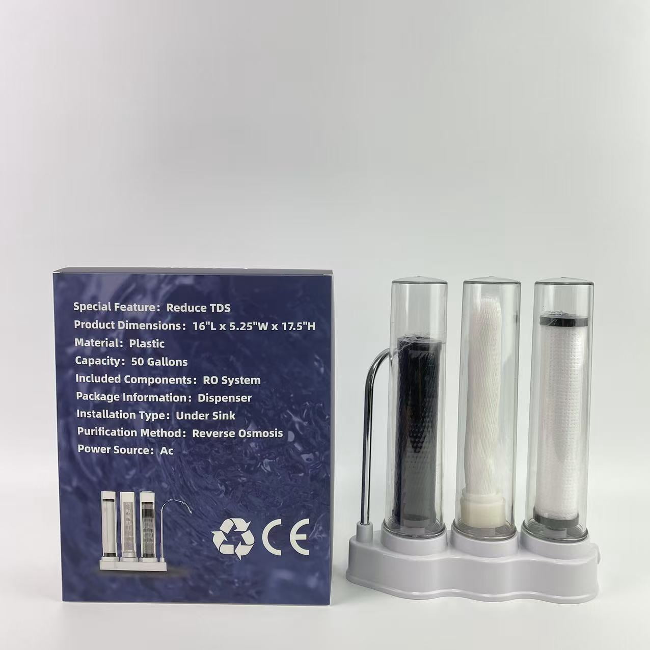 Aotrans Water treatment equipment, namely, cartridge filtration units, High Capacity Under Sink 5-Stage Reverse Osmosis Water Filter, Drinking System, Brushed Nickel Faucet